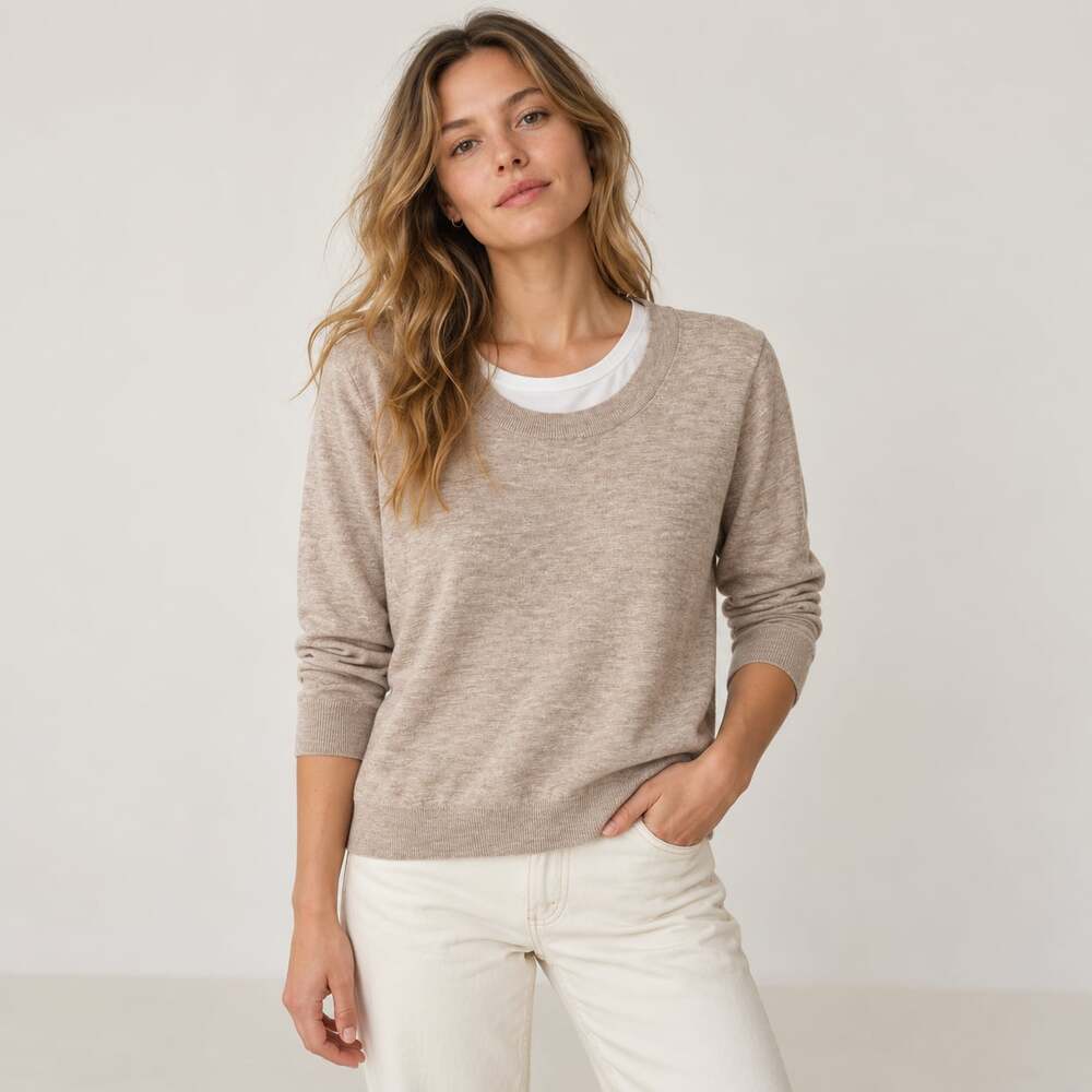 J.Crew Women's Scoop Neck Pullover Sweater 3/4 Sleeve Classic Preppy Large